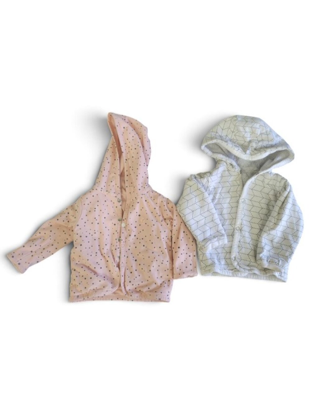 Noppies Reversible Hooded Baby Jacket Bundle Pink 0-3M & Grey 3M